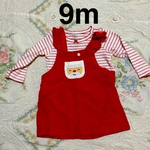 Size 9 month Santa cordouy smocked dress with under shirt